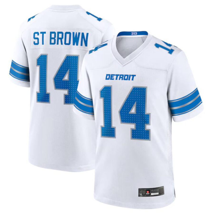 Jamed D.Lions #14 Amon-Ra St. Brown White Game Jersey American Stitched Jerseys