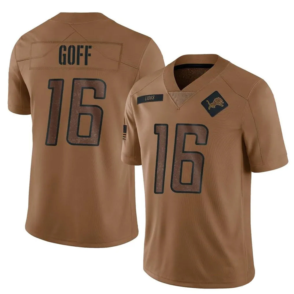 Jamed D.Lions #16 Jared Goff Player Brown Salute To Service Limited Stitched Jerseys