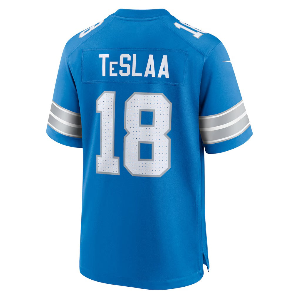 Jamed D.Lions #18 Isaac TeSlaa Blue Game Player Jersey