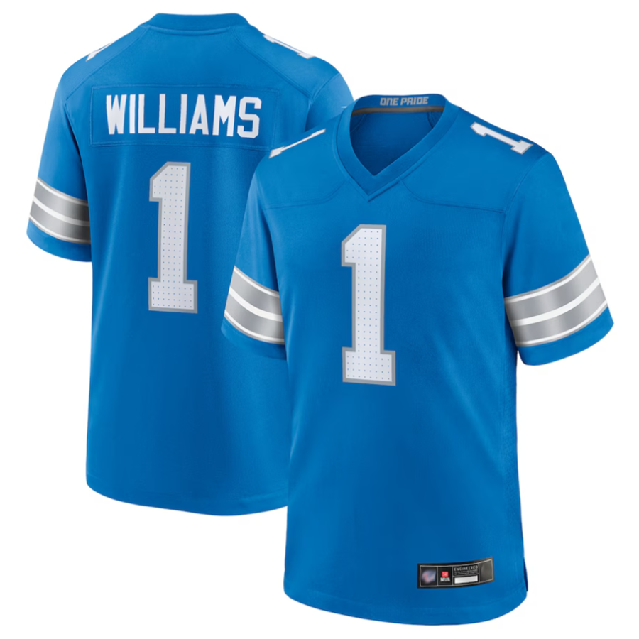 Jamed D.Lions #1 Jameson Williams Player Blue Replica Game Stitched Jerseys