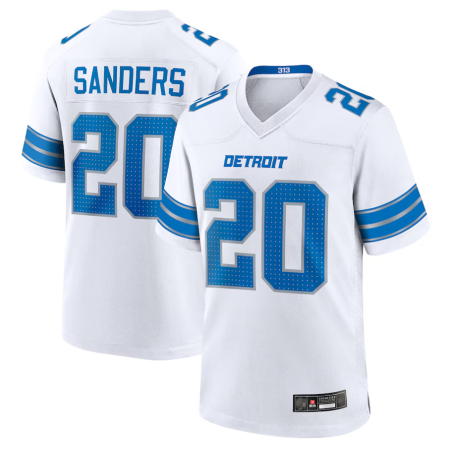 Jamed D.Lions #20 Barry Sanders Player White Game Stitched Jerseys