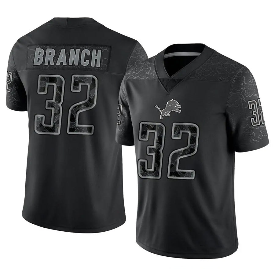 Jamed D.Lions #32 Brian Branch Player Black REFLECTIVE Limited Stitched Jerseys