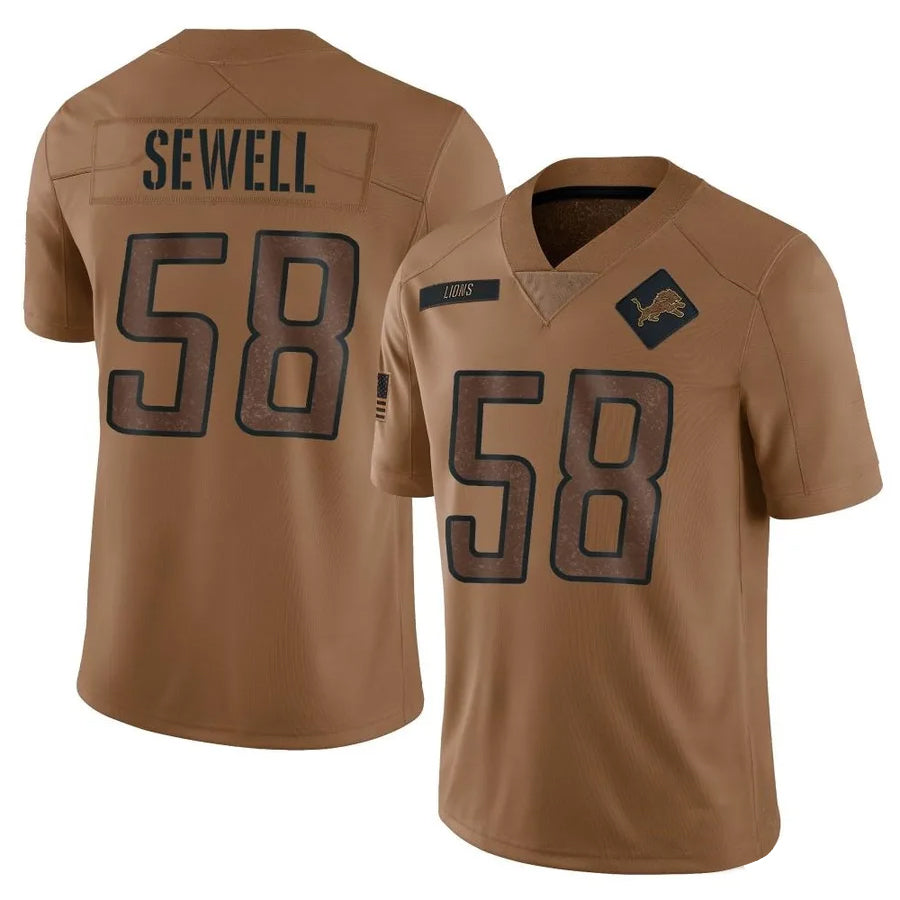 Jamed D.Lions #58 Penei Sewell Player Brown Salute To Service Limited Stitched Jerseys