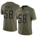 Jamed D.Lions #58 Penei Sewell Player Salute To Service Olive Stitched Jerseys