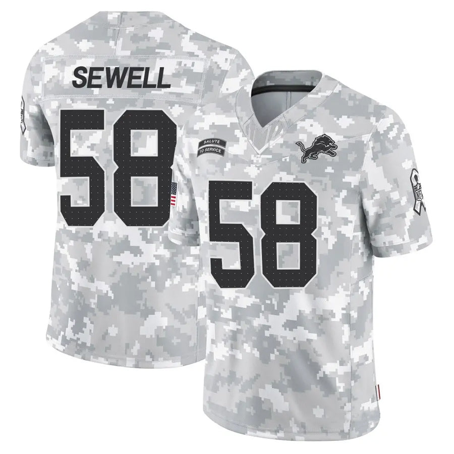 Jamed D.Lions #58 Penei Sewell Player Salute to Service Limited Arctic Camo Stitched Jerseys
