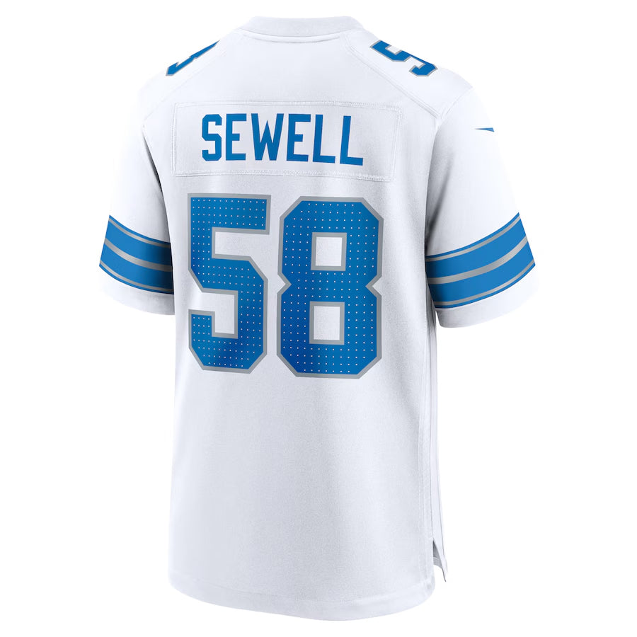 Jamed D.Lions #58 Penei Sewell Player White Home Game Stitched Jerseys