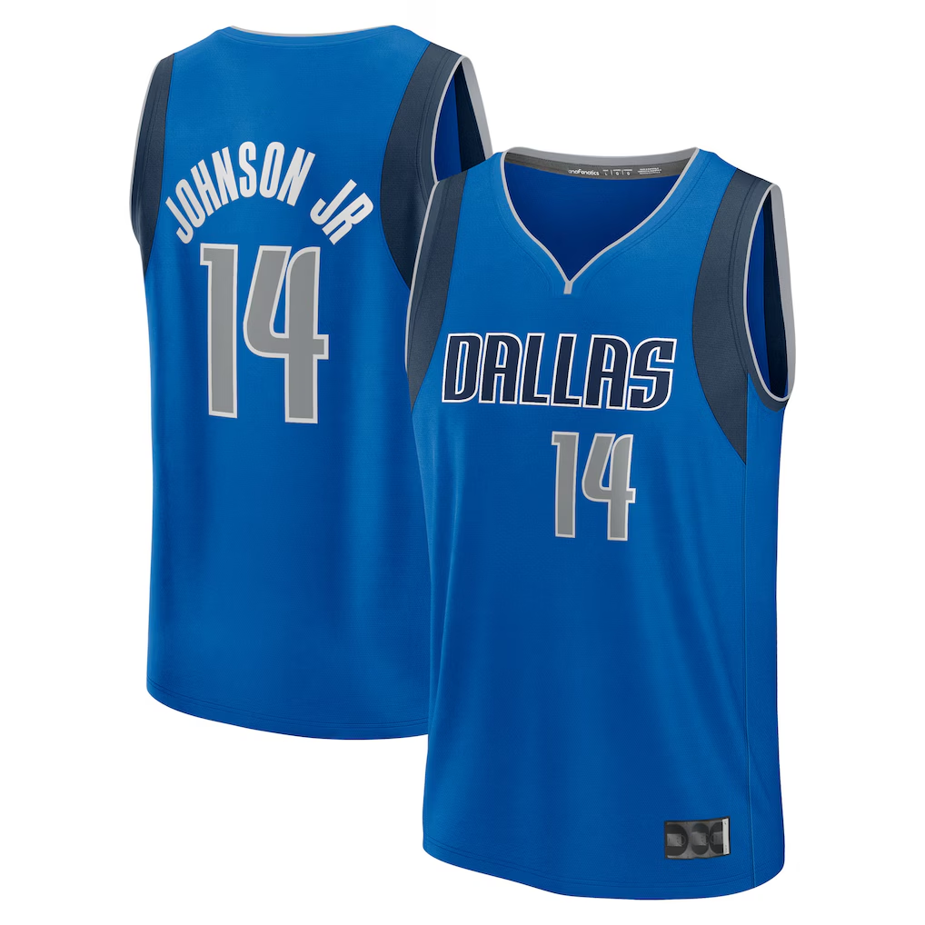 Jamed D.Mavericks #14 Morez Johnson Jr. Blue 2026 Draft First Round Pick Fast Break Jerseys - Icon Edition