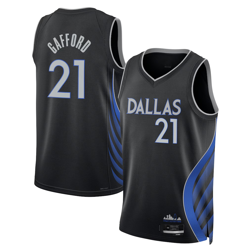 Jamed D.Mavericks #21 Daniel Gafford Black 2025-2026 City Edition Swingman Stitched Jerseys