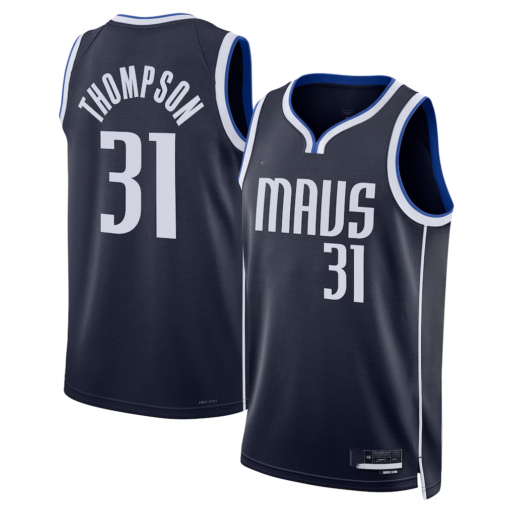 Jamed D.Mavericks #31 Klay Thompson Navy Statement Edition Swingman Stitched Jerseys