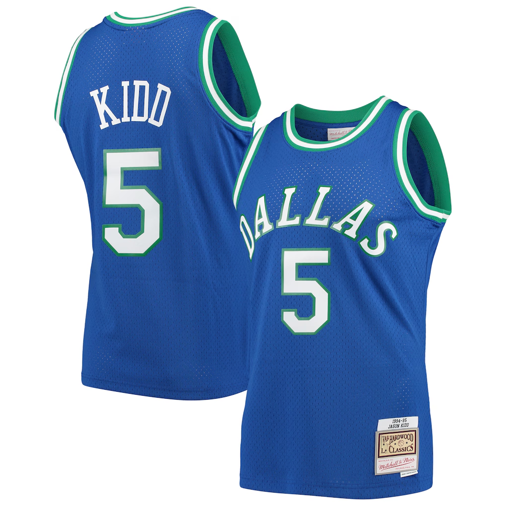 Jamed D.Mavericks #5 Jason Kidd Mitchell & Ness Blue 1994-1995 Hardwood Classics Swingman Jerseys
