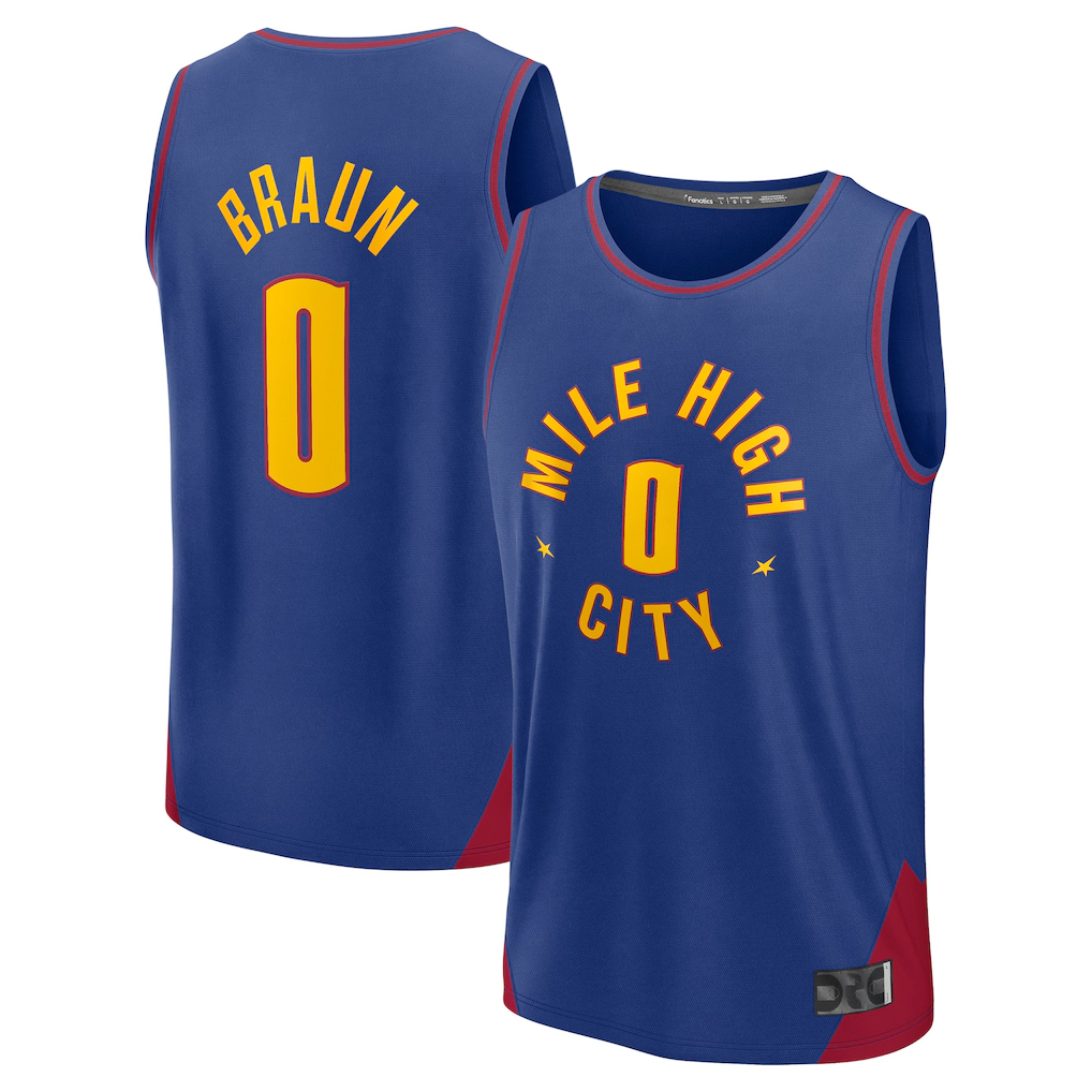 Jamed D.Nuggets #0 Christian Braun Blue Fast Break Replica Player Jerseys - Statement Edition