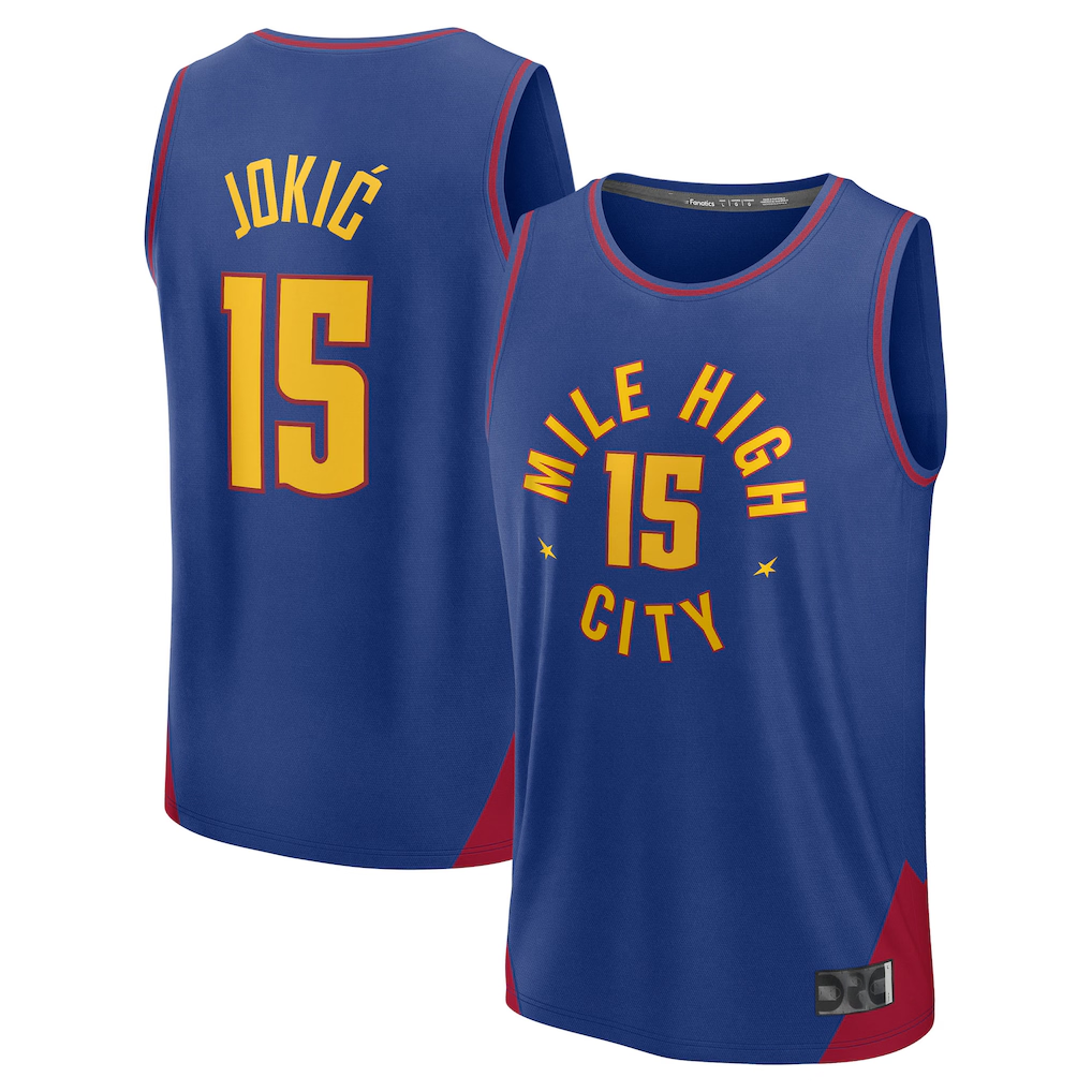 Jamed D.Nuggets #15 Nikola Jokic  Blue Fast Break Replica Player Jerseys - Statement Edition
