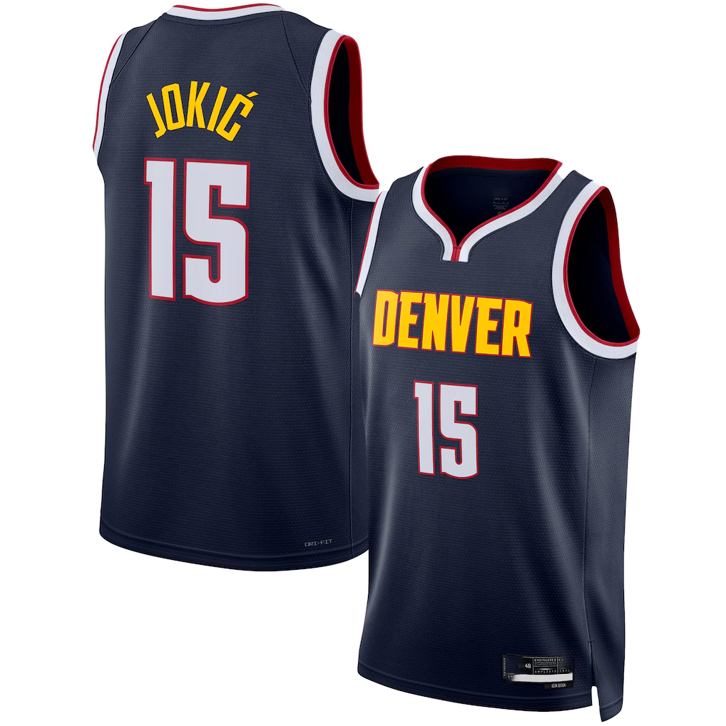 Jamed D.Nuggets #15 Nikola Jokic Navy Swingman Jerseys - Icon Edition