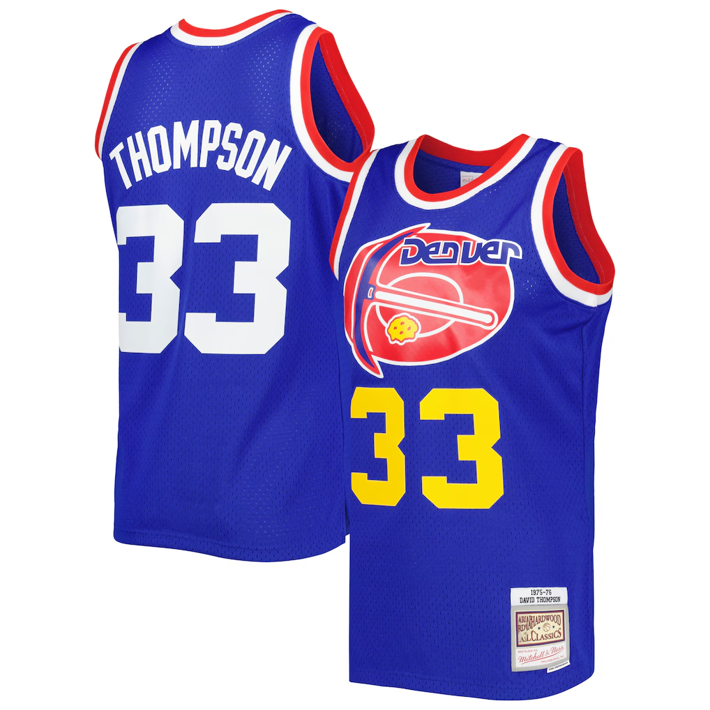 Jamed D.Nuggets #33 David Thompson Mitchell & Ness Royal Hardwood Classics 1975-76 Swingman Jersey
