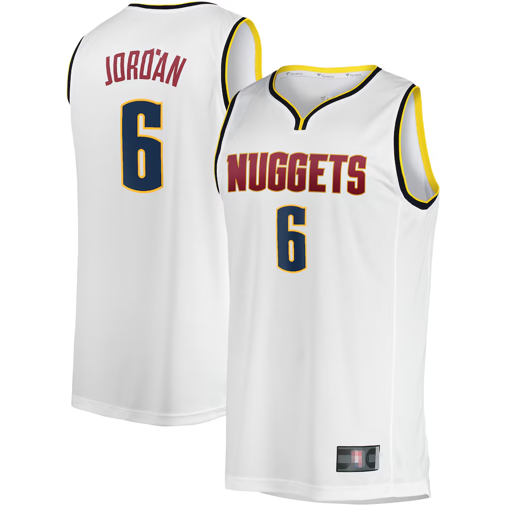 Jamed D.Nuggets #6 DeAndre Jordan White Fast Break Player Jerseys - Association Edition