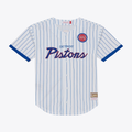 Jamed D.Pistons Mitchell & Ness White Head Coach Pinstripe Mesh Full-Button Baseball Jerseys