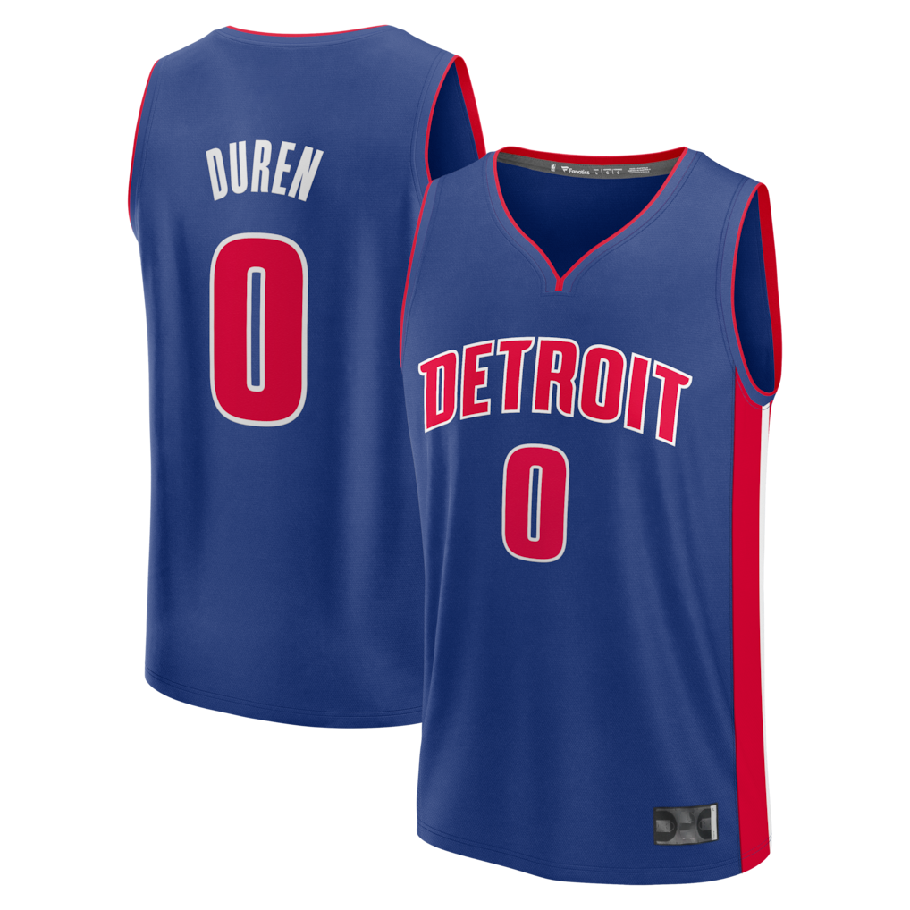 Jamed D.Pistons #0 Jalen Duren  Blue Fast Break Replica Jerseys - Icon Edition