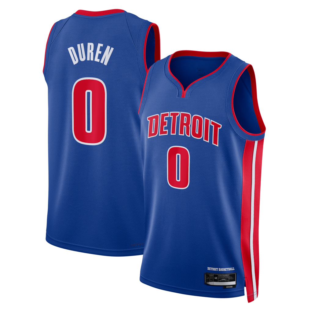 Jamed D.Pistons #0 Jalen Duren Blue Swingman Jerseys - Icon Edition