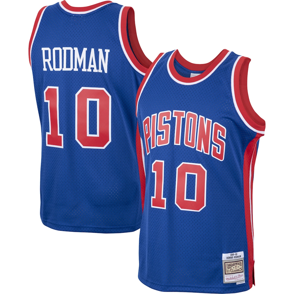 Jamed D.Pistons #10 Dennis Rodman Mitchell & Ness Royal 198889 Hardwood Classics Swingman Jerseys