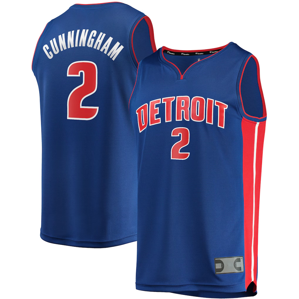 Jamed D.Pistons #2 Cade Cunningham  Blue Fast Break Replica Jerseys - Icon Edition