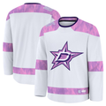 Jamed D.Stars White 2024 Hockey Fights Cancer Practice Jerseys