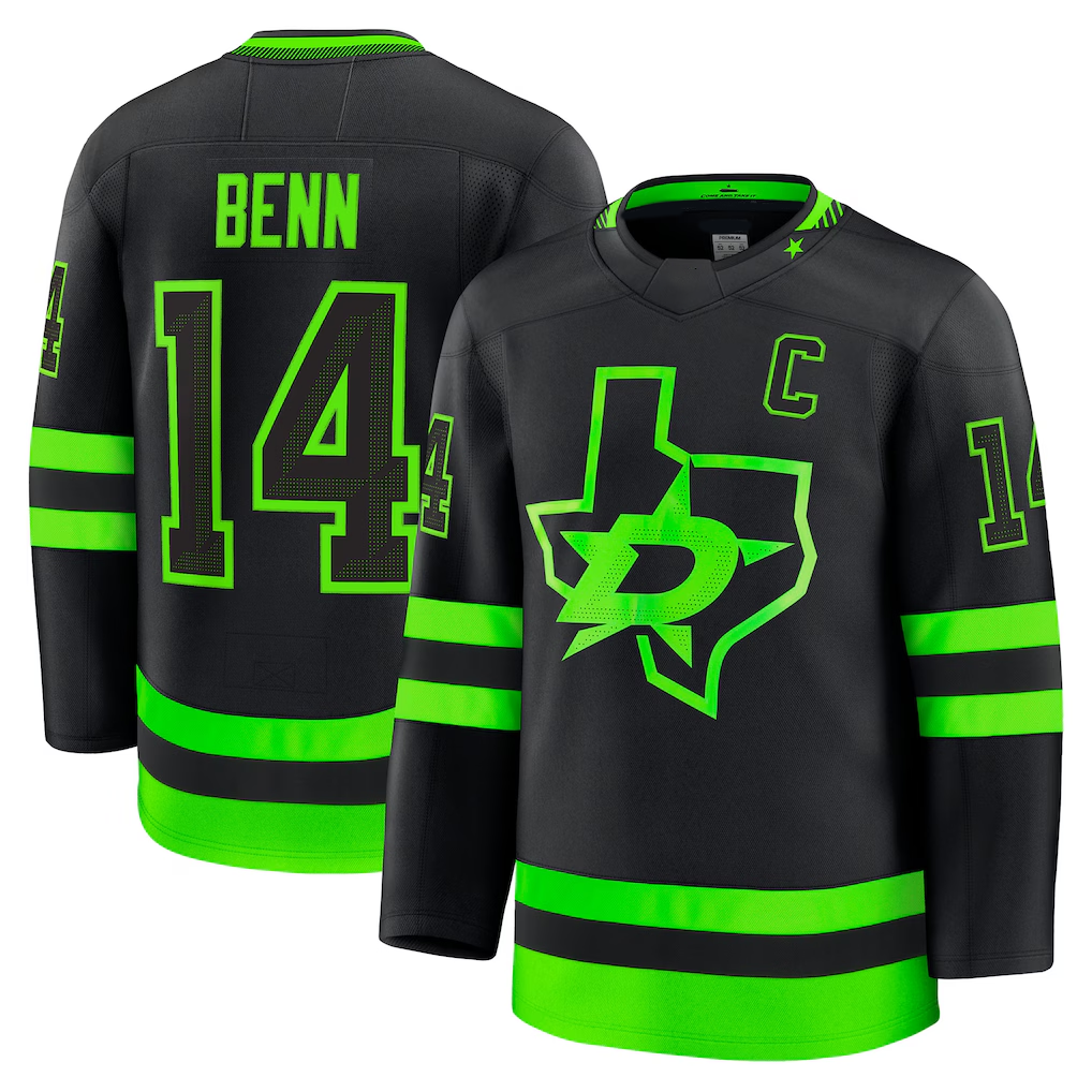 Jamed D.Stars #14 Jamie Benn Black Alternate Premium Jerseys