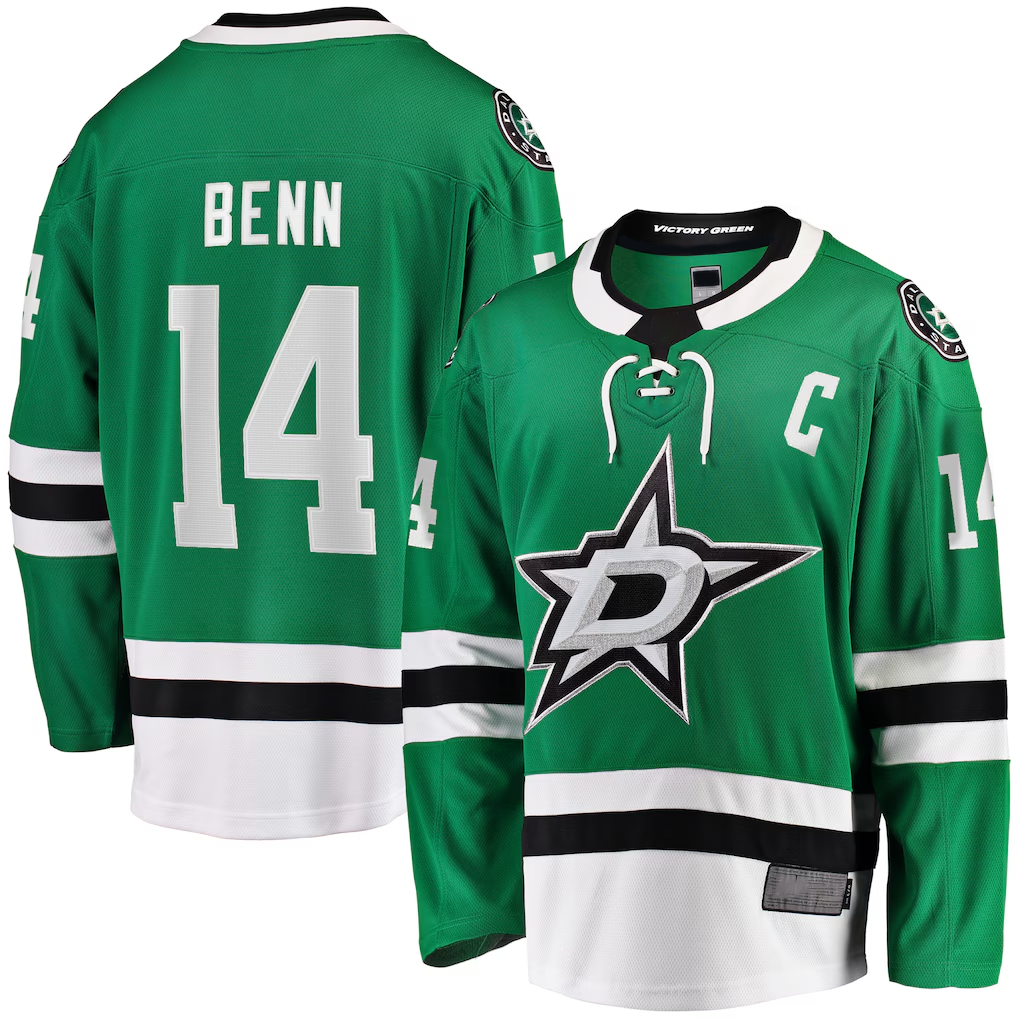 Jamed D.Stars #14 Jamie Benn Kelly Green Home Premium Jerseys