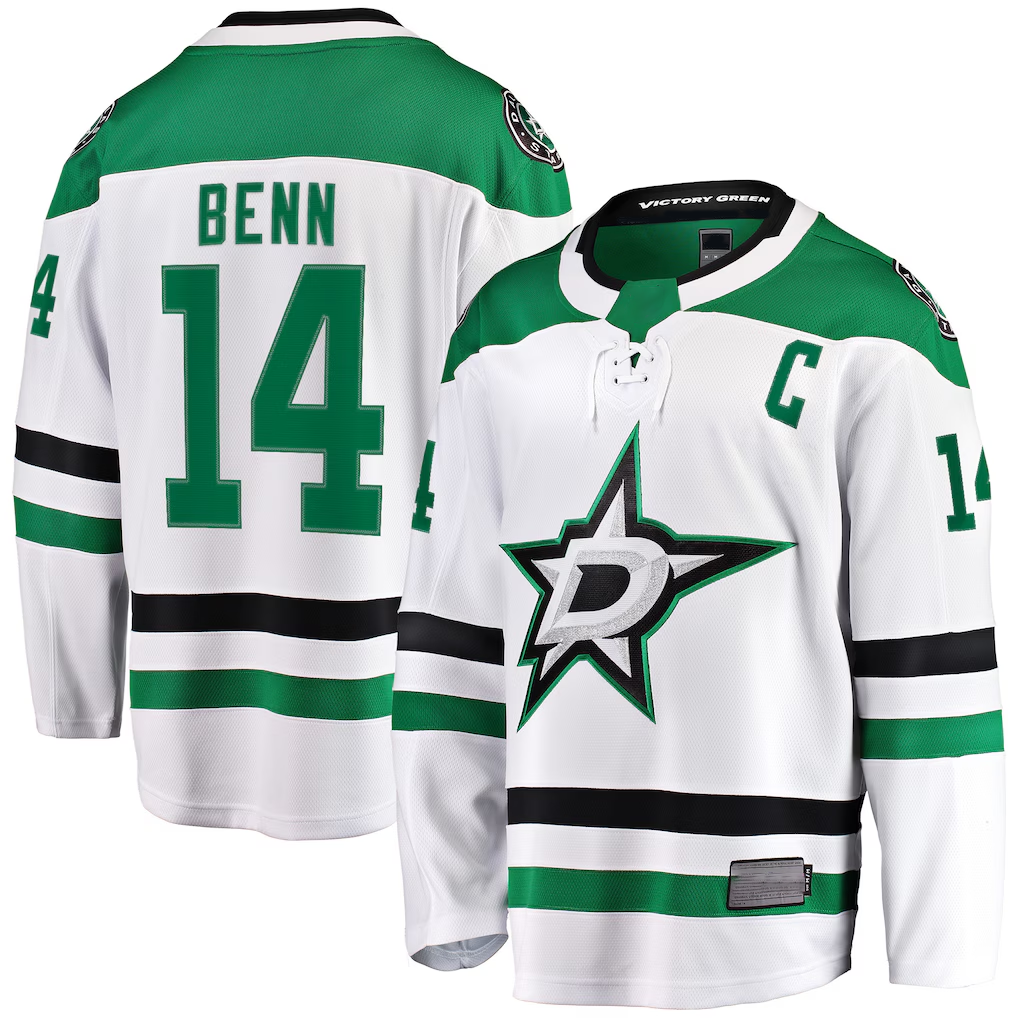 Jamed D.Stars #14 Jamie Benn White Breakaway Jerseys