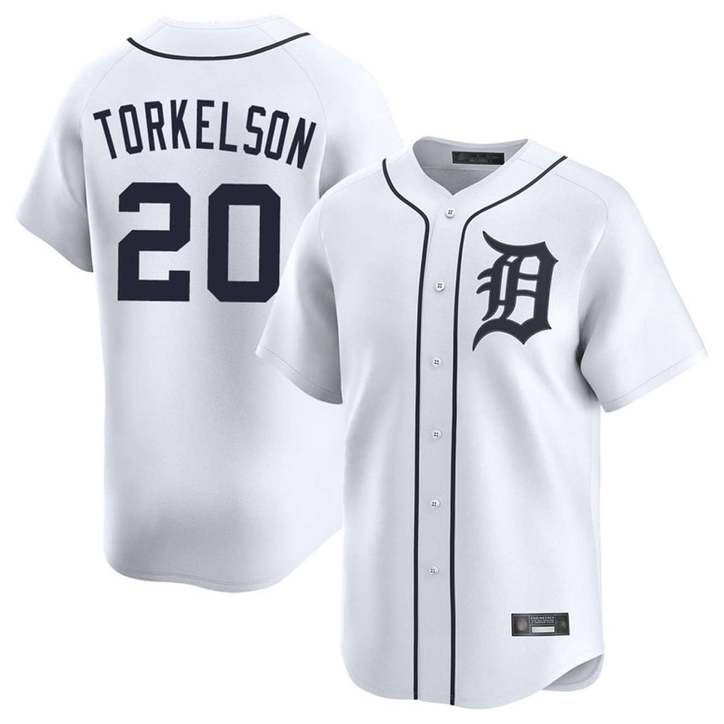 Jamed D.Tigers #20 Spencer Torkelson Player White Home Limited Stitched Jerseys