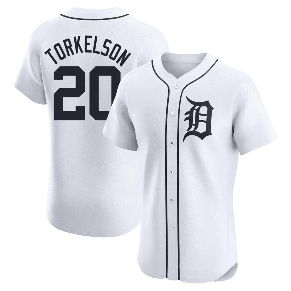 Jamed D.Tigers #20 Spencer Torkelson Player White Limited Elite Home Stitched Jerseys
