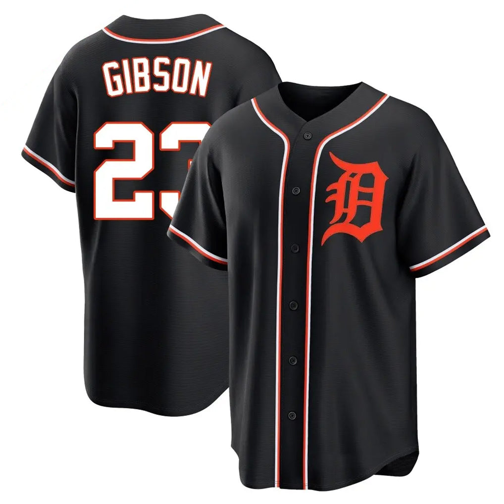 Jamed D.Tigers #23 Kirk Gibson Player Black Fashion Out Home Game Stitched Jerseys