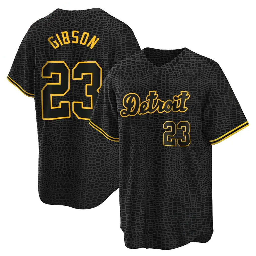 Jamed D.Tigers #23 Kirk Gibson Player Black Snake Skin City Home Game Stitched Jerseys