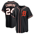 Jamed D.Tigers #24 Miguel Cabrera Player Black Fashion Out Home Game Stitched Jerseys