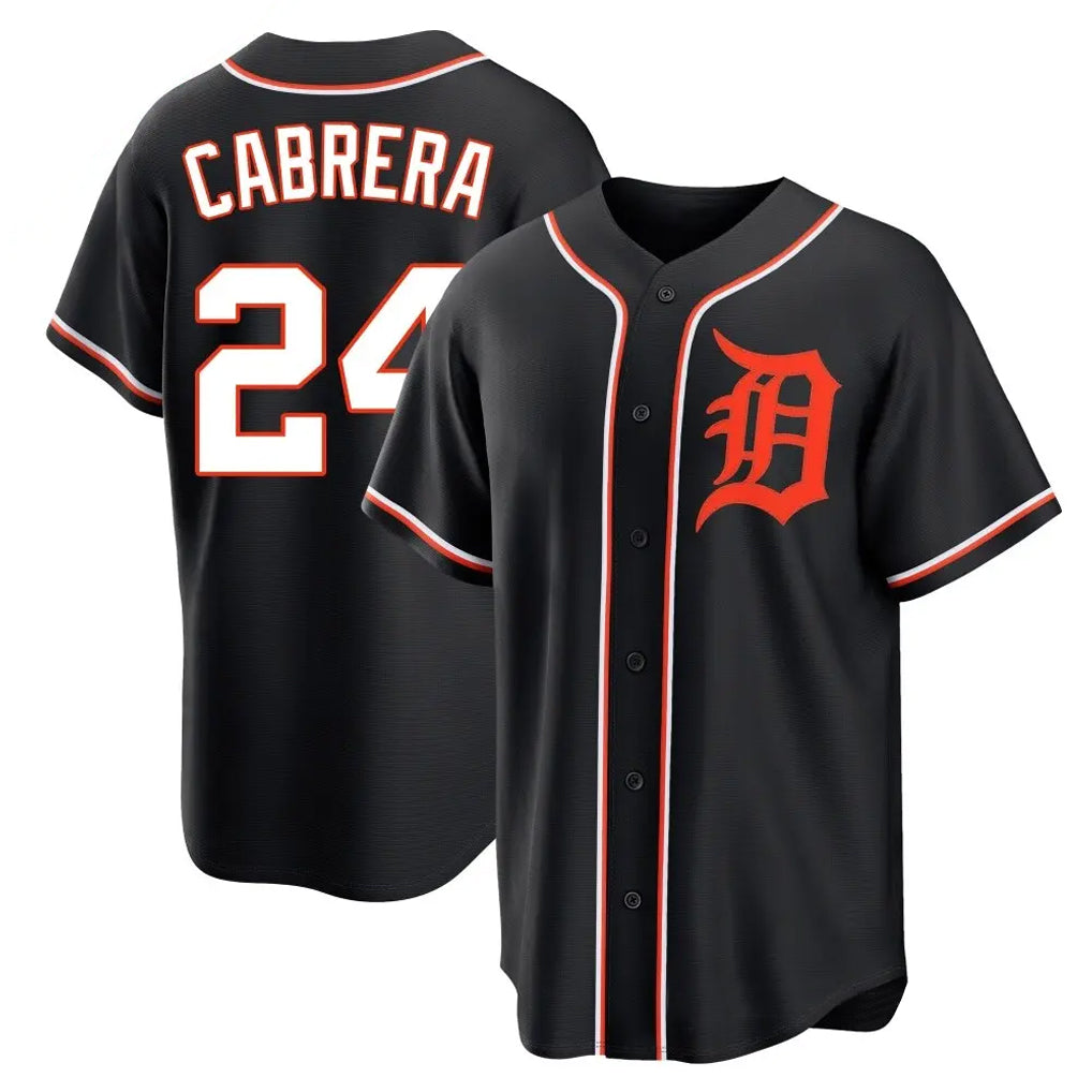 Jamed D.Tigers #24 Miguel Cabrera Player Black Fashion Out Home Game Stitched Jerseys