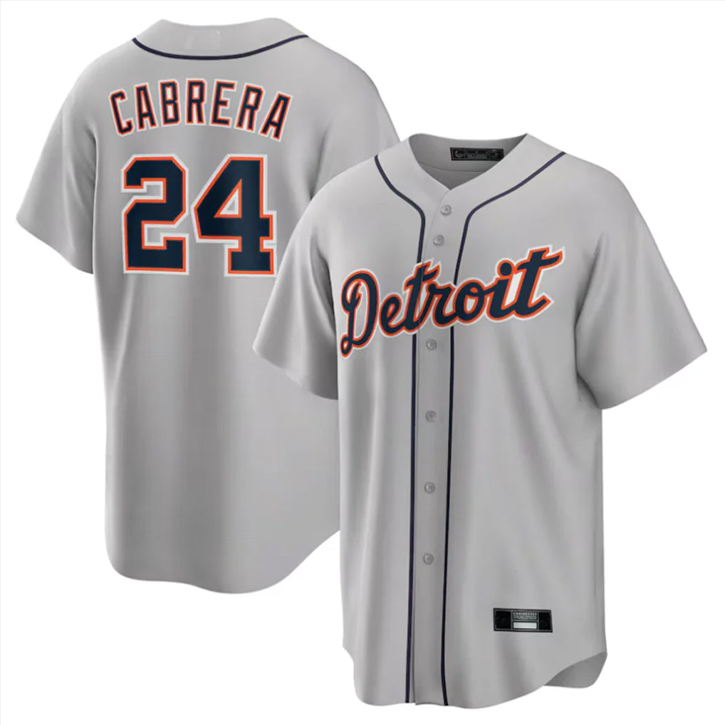 Jamed D.Tigers #24 Miguel Cabrera Player Gray Home Game Stitched Jerseys