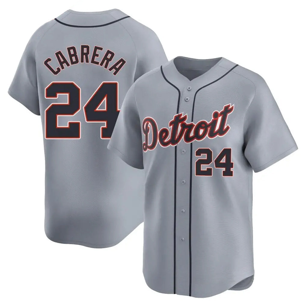 Jamed D.Tigers #24 Miguel Cabrera Player Gray Home Limited Stitched Jerseys