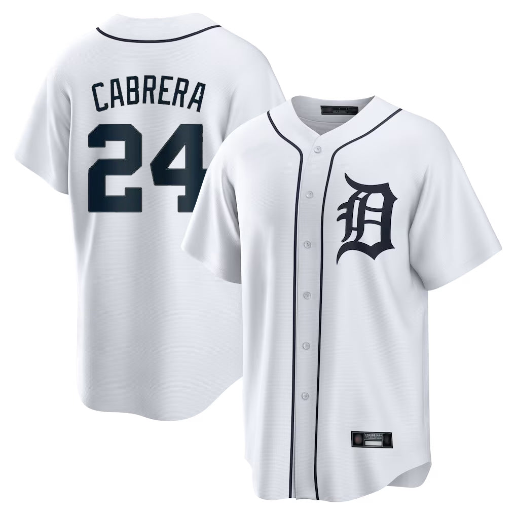 Jamed D.Tigers #24 Miguel Cabrera Player White Home Game Stitched Jerseys