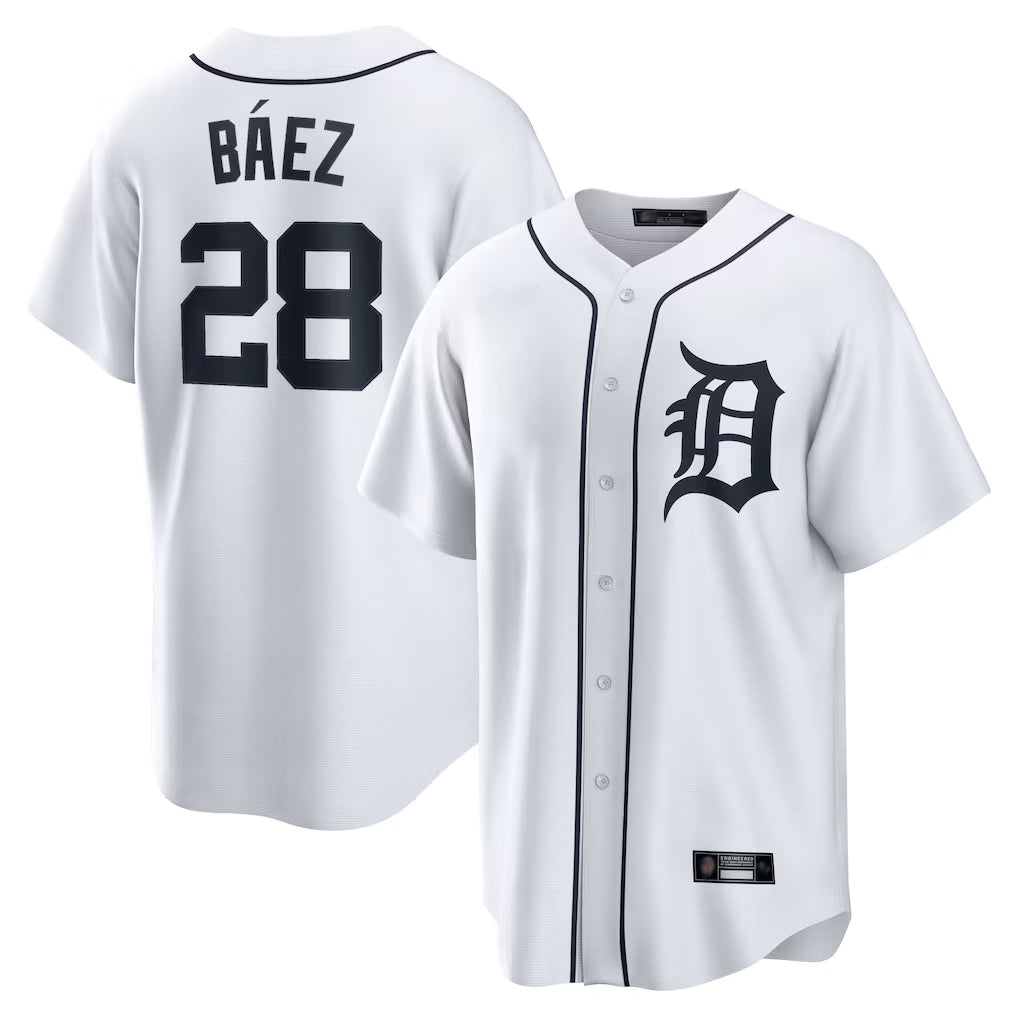 Jamed D.Tigers #28 Javier B¡§¡éez Player White Home Game Stitched Jerseys
