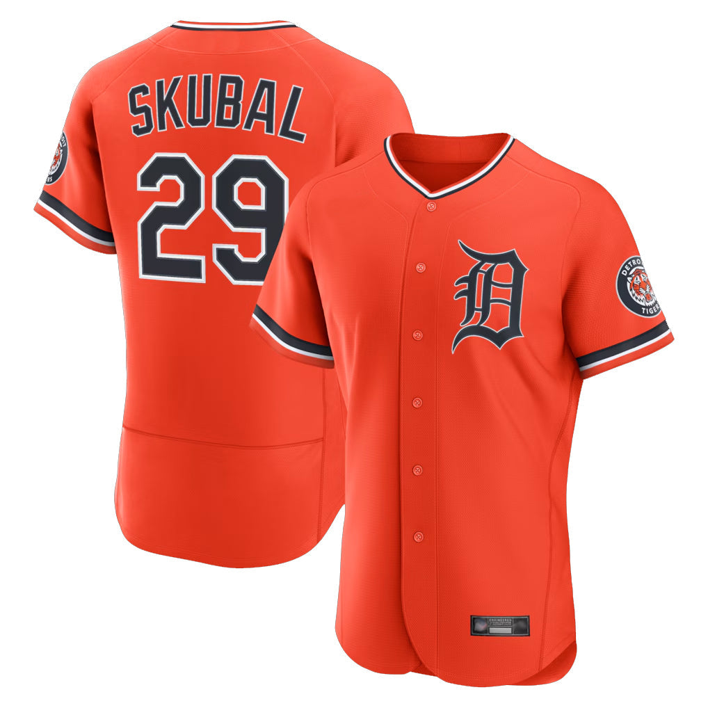Jamed D.Tigers #29 Tarik Skubal Player Orange Limited Elite Home Stitched Jerseys