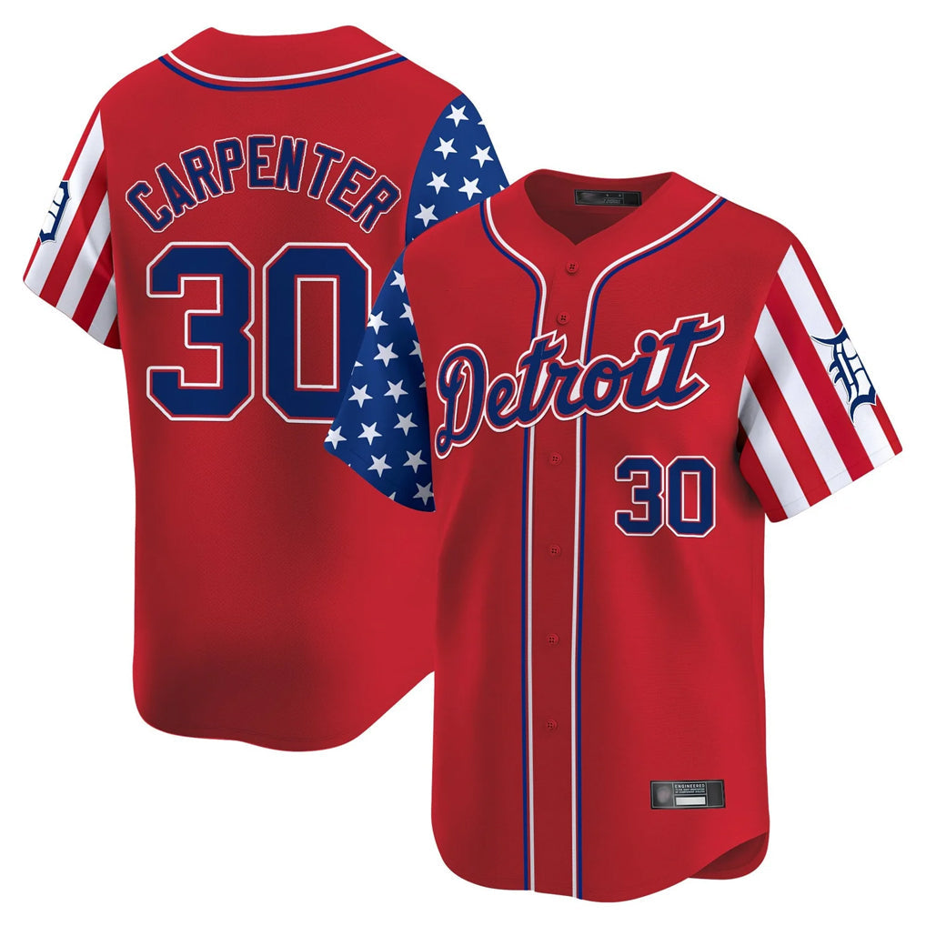 Jamed D.Tigers #30 Kerry Carpenter Player Red Independence Day Vapor Premier Limited Stitched Jerseys