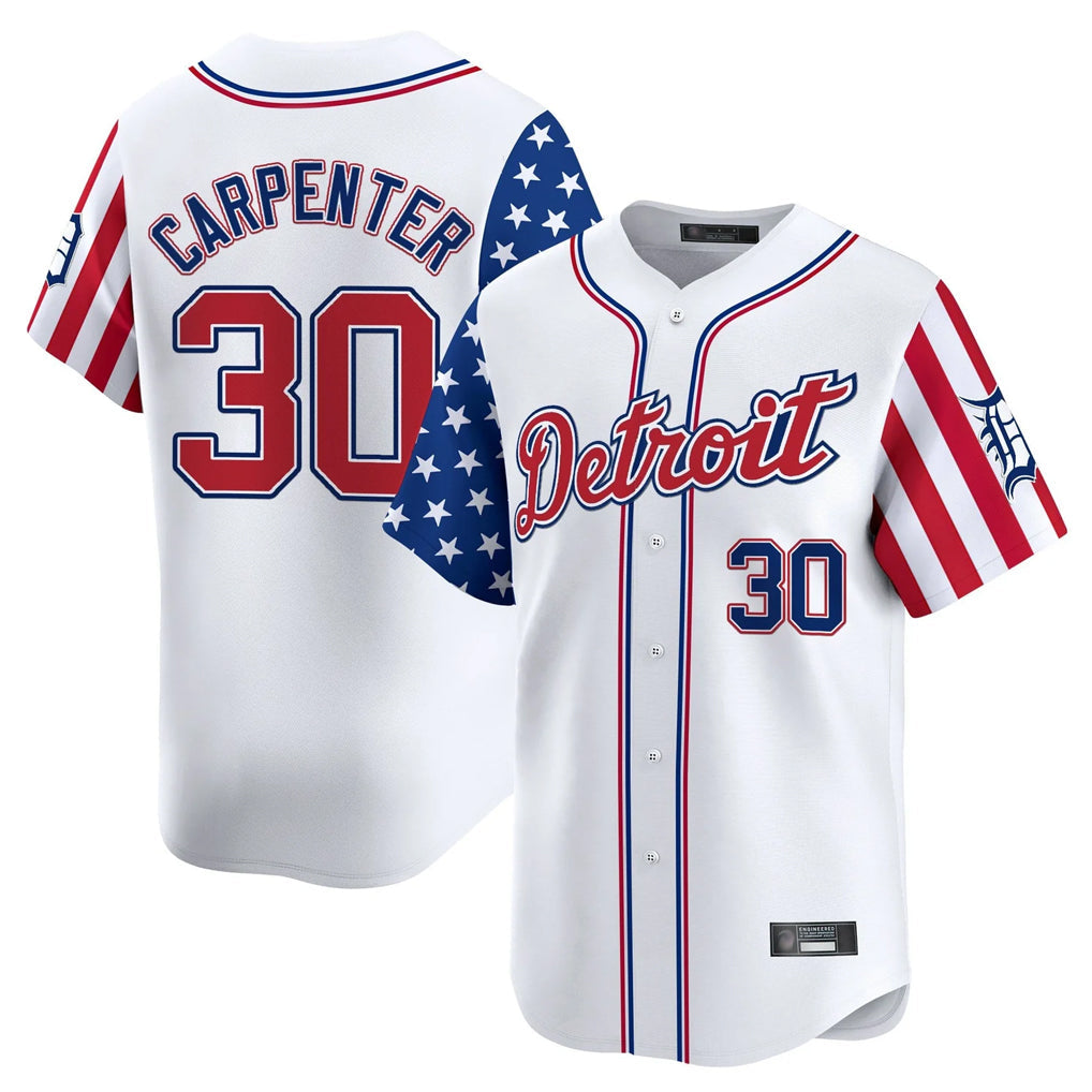 Jamed D.Tigers #30 Kerry Carpenter Player White Independence Day Vapor Premier Limited Stitched Jerseys