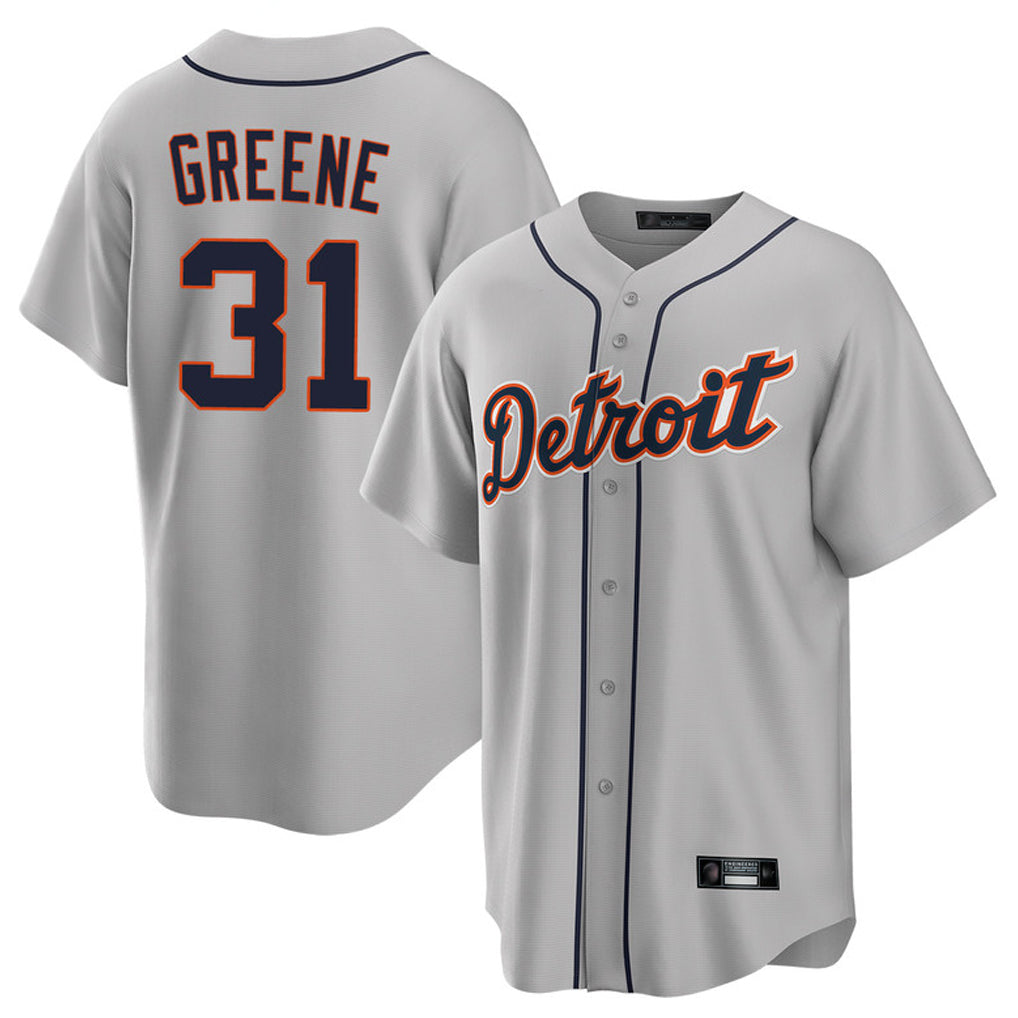 Jamed D.Tigers #31 Riley Greene Player Gray Home Game Stitched Jerseys