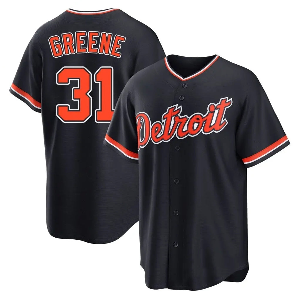 Jamed D.Tigers #31 Riley Greene Player Navy Home Game Stitched Jerseys