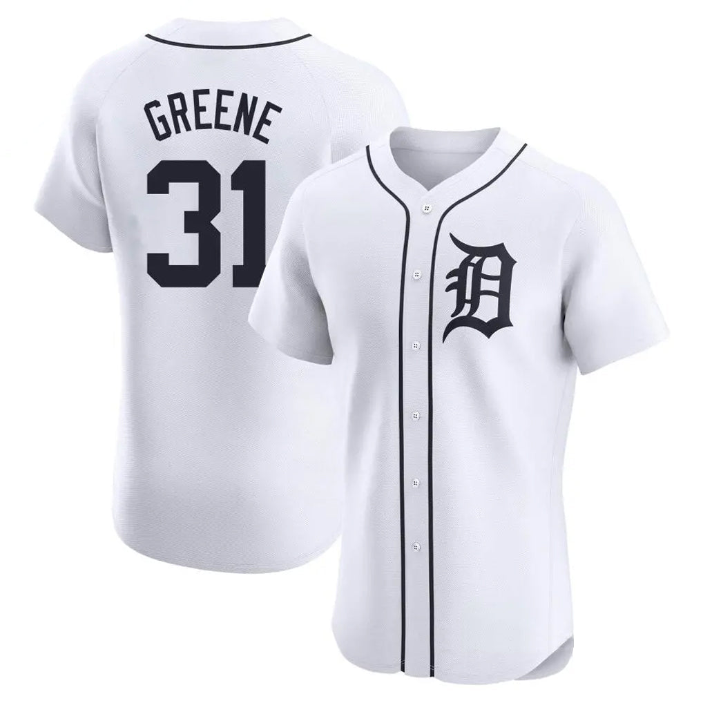 Jamed D.Tigers #31 Riley Greene Player White Limited Elite Home Stitched Jerseys