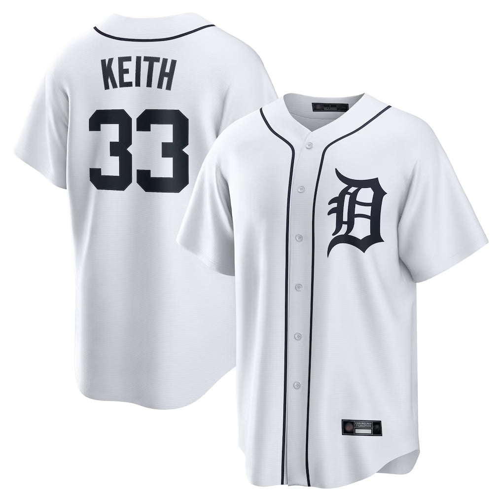 Jamed D.Tigers #33 Colt Keith Player White Home Game Stitched Jerseys
