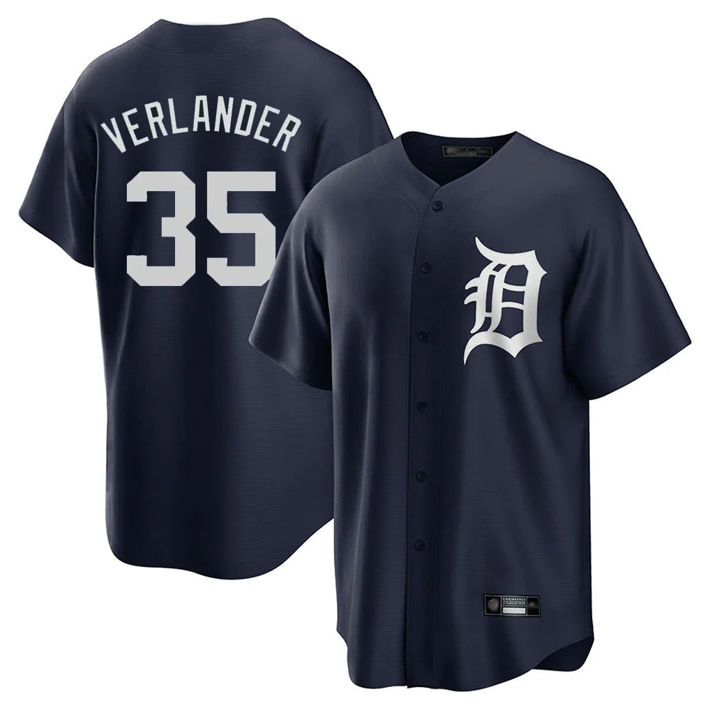 Jamed D.Tigers #35 Justin Verlander Player Navy Game Home Stitched Jerseys