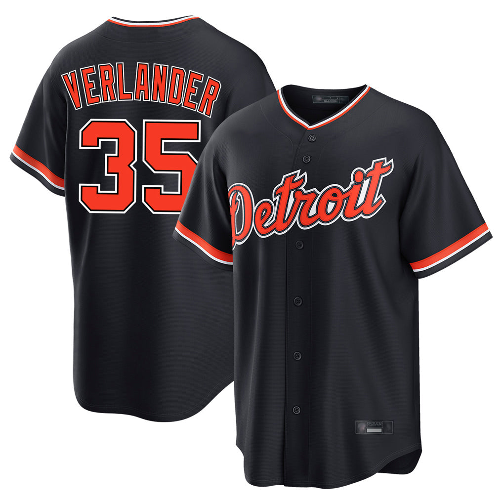 Jamed D.Tigers #35 Justin Verlander Player Navy Home Game Stitched Jerseys