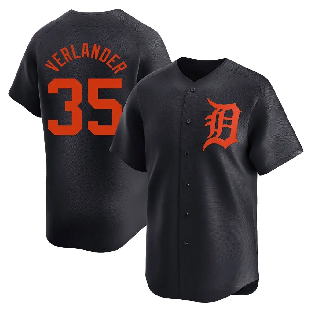 Jamed D.Tigers #35 Justin Verlander Player Navy Home Limited Stitched Jerseys
