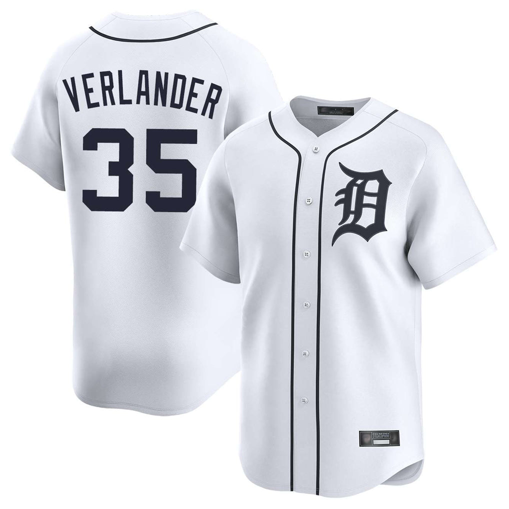 Jamed D.Tigers #35 Justin Verlander Player White Home Limited Stitched Jerseys