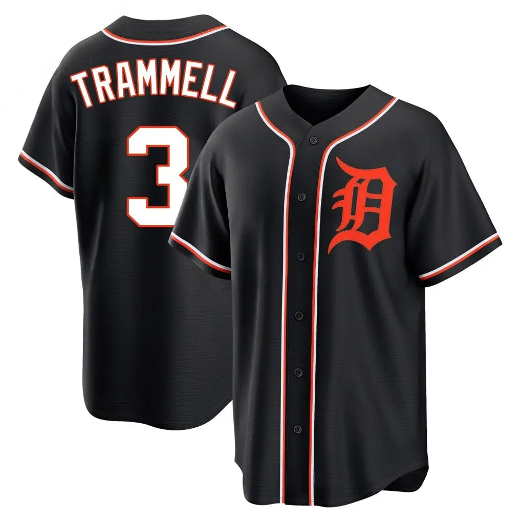 Jamed D.Tigers #3 Alan Trammell Player Black Fashion Out Home Game Stitched Jerseys